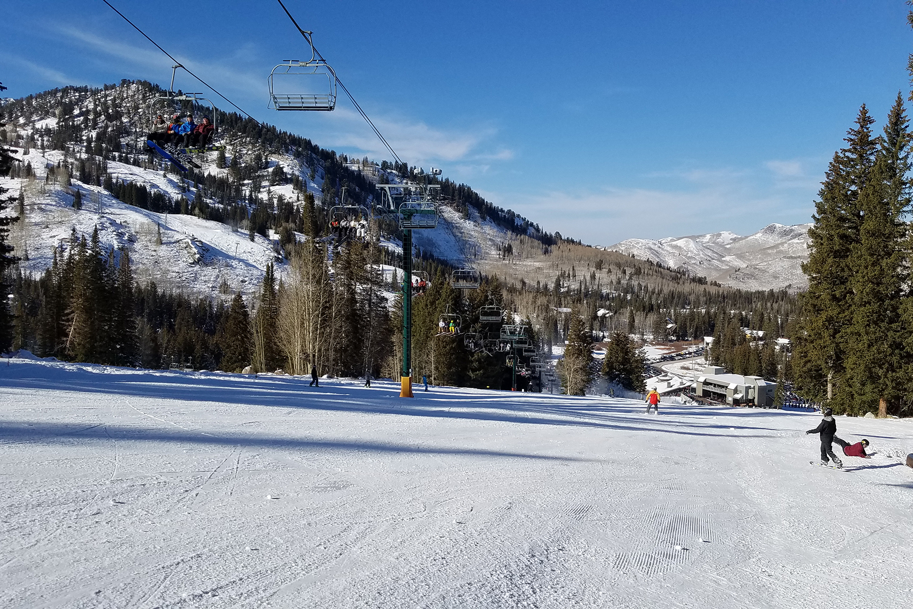 Skiers and chairlifts at Brighton in Big Cottonwood Canyon